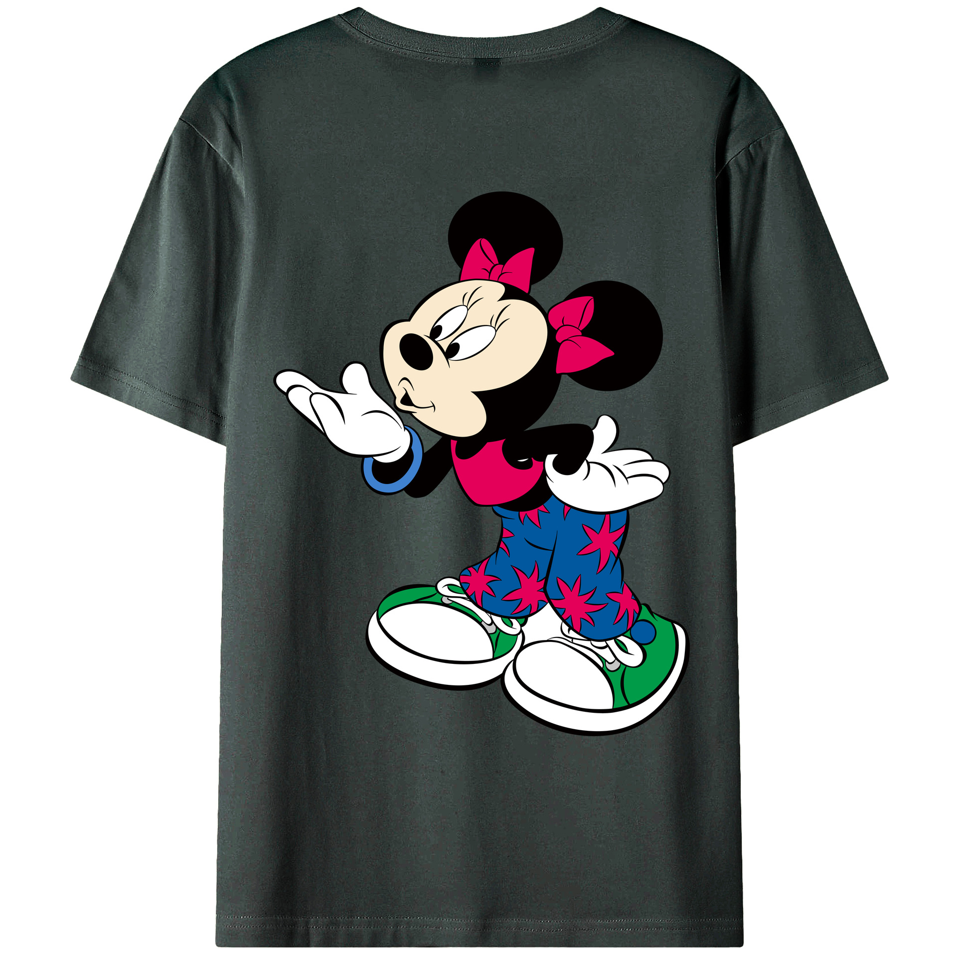 ミッキーマウス Mickey Mouse 綿100％ メンズ半袖Tシャツ（バックプリント） 通気性